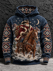 Men's Western Santa Print Hoodies