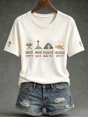 Women's faith-themed patterned print casual short-sleeve T-shirt