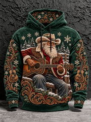 Men's Western Santa Print Hoodies