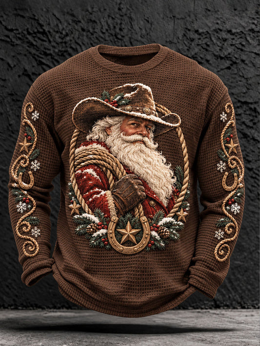 Men's Western Santa Waffle T-Shirts