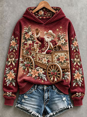 Women's Western Santa Claus Print Hoodies