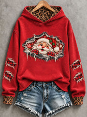 Women's Vintage  Christmas Santa Claus Regular Hoodie