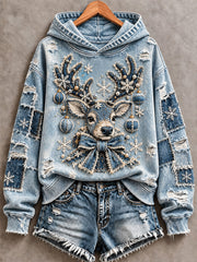 Women's Christmas Reindeer Print Hoodie