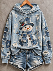 Women's Christmas Snowman Print Hoodie