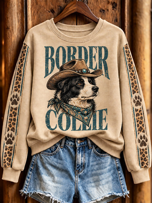 Women's Western-style Border Coleie pattern printed casual sweatshirt