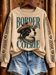 Women's Western-style Border Coleie pattern printed casual sweatshirt