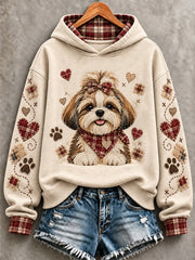 Women's Cute Patchwork Dog Print Hoodie