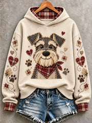 Women's Cute Patchwork Dog Print Hoodie