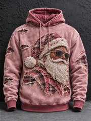Men's Vintage Pink Santa Hoodie