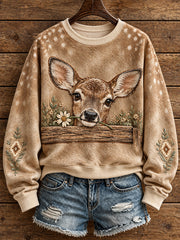 Women's Western Style Vintage Animals Art Printed Sweatshirt
