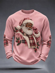 Men's Vintage Pink Santa Waffle Top
