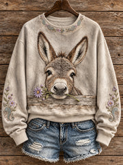 Women's Western Style Vintage Animals Art Printed Sweatshirt
