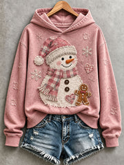 Women's Christmas Snowman Patchwork Art Hoodie