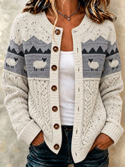 Women's Sheep-Print Cardigans