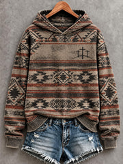 Women's Western Faith Cross Printed Hoodie