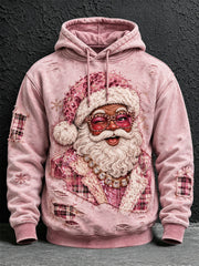 Men's Vintage Pink Santa Hoodie
