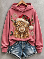 Women's Christmas Highland Cow Hoodie