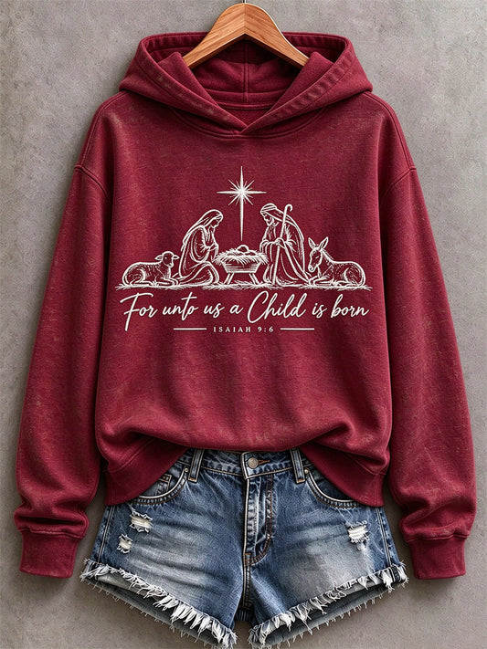 Women's For Unto Us A Child Is Born Hoodie