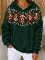 Women's Christmas Brittany Dogs Pattern Causal Hoodie