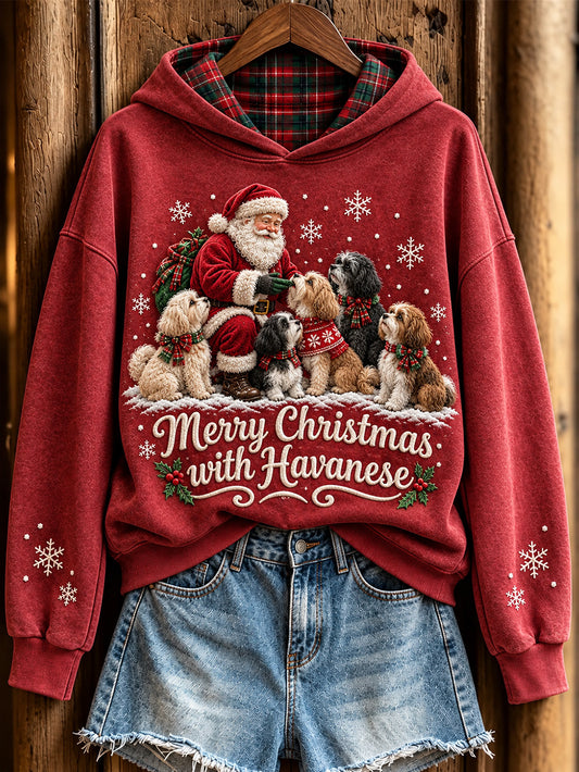 Women's Merry Christmas With Havanese Pattern Causal Hoodie
