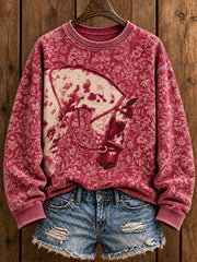 Women's Vintage Western Syle Horses Lover Printed Sweatshirt