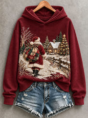 Women's Santa Print Hoodie