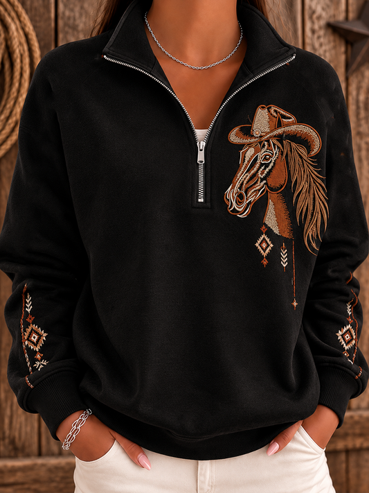 Women's Western-style horse print Sweatshirt
