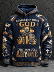 Men's He Who Kneels Before God Can Stand Before Anyone Print Hoodie