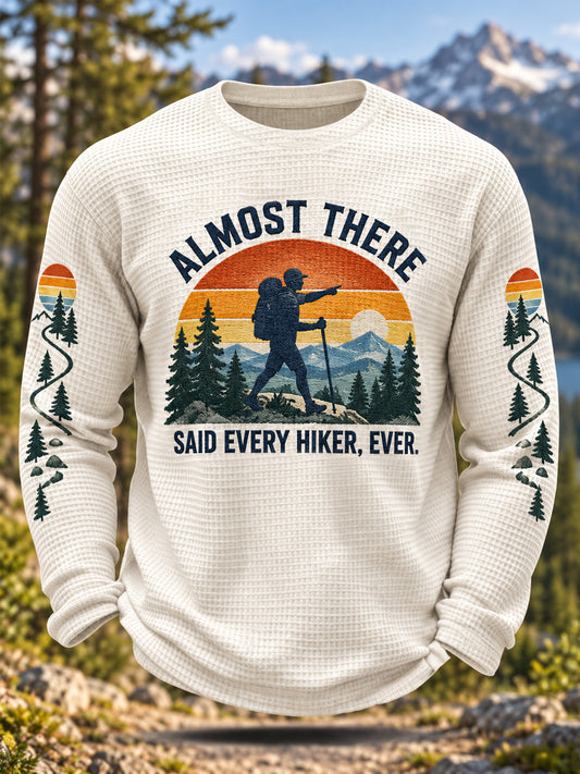 Men's Funny Hike Lovers Casual Waffle Long Sleeve T-Shirt