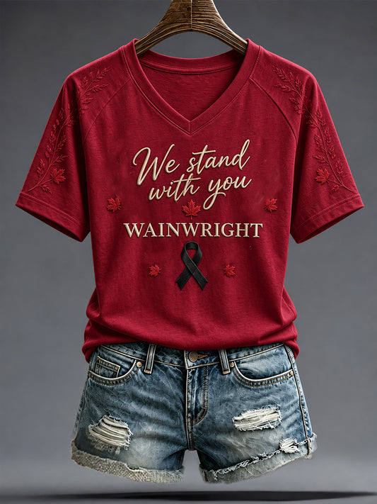 Women's Red For Wainwright Strong Printed T-shirt