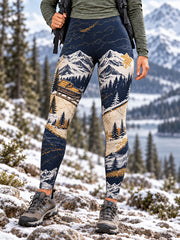Women's Snow Mountains Trail Print Hike Lovers Leggings