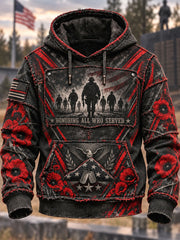 Men's Veterans Day Printed Casual Hoodie