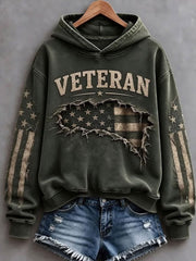 Women's Veterans Day Printed Casual Hoodie