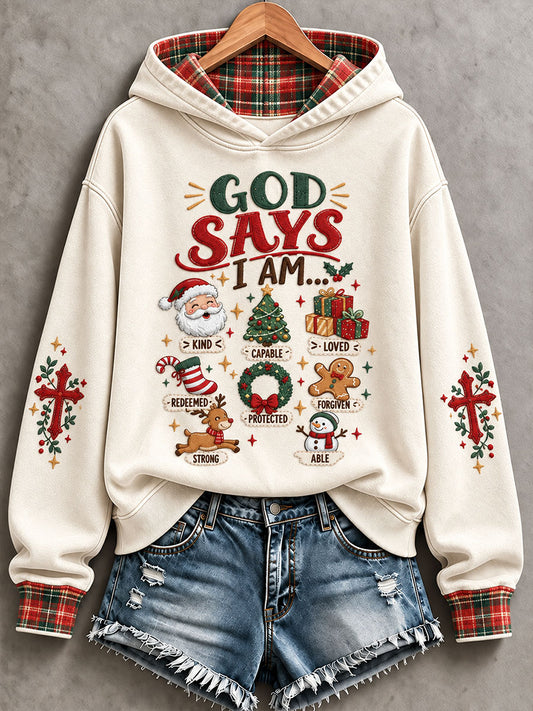 Women's 'God Says I Am...' Christmas Faith Printed Casual Sweatshirt