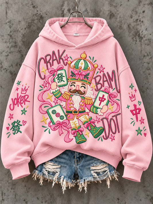 Women's Christmas Mahjong Print Casual Sweatshirt