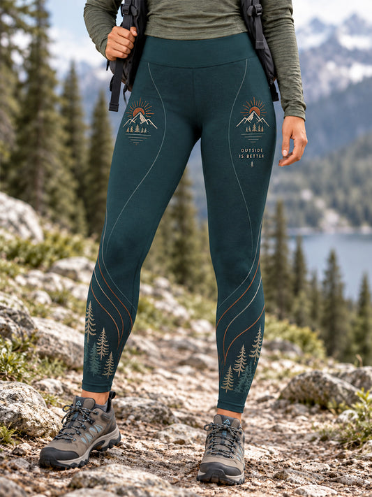 Women's Wilderness Trail Print Hike Lovers Leggings