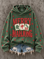 Women's Christmas Mahjong Print Casual Sweatshirt