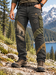 Men's Wilderness Trail Print Hike Lovers Casual Cargo Pants