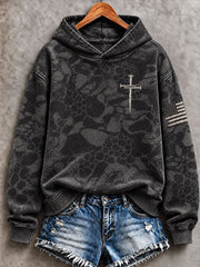 Women’s Cross Print Casual Hoodie