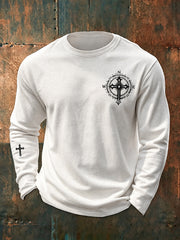 Men's Faith Themed Cross Pattern Causal Crew Neck Sweatshirt