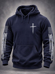Men's Cross Print Casual Hoodie