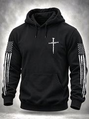Men's Cross Print Casual Hoodie
