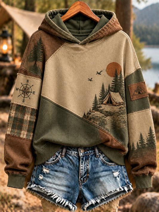 Women's Camping Print Casual Sweatshirt