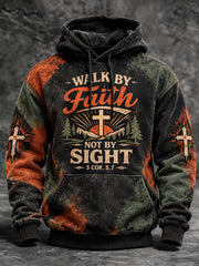 Men's Faith-Themed Slogan Pattern Casual Hoodie
