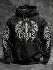 Men's Faith-Themed Wing Pattern Casual Hoodie