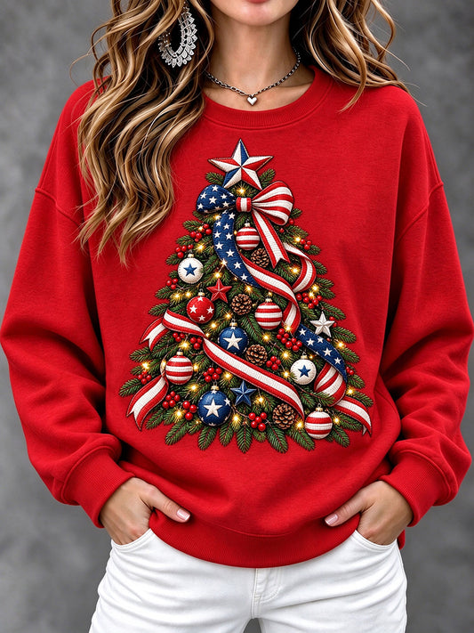 Women's USA Flag Christmas Casual Sweatshirt
