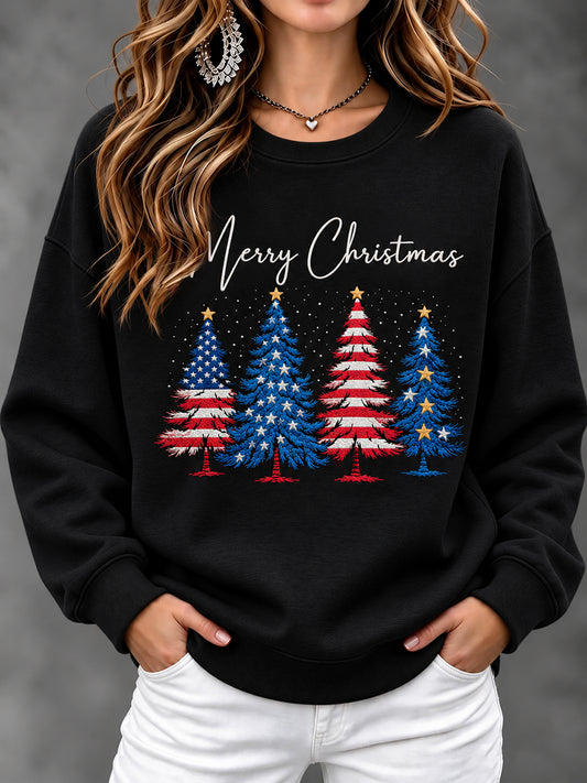 Women's USA Flag Christmas Casual Sweatshirt