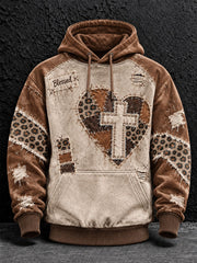 Men's Cross Patchwork Print Casual Hoodie