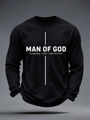 Men's Man Of God Husband  Dad  Protector  Waffle Top