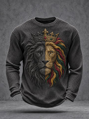 Men's Reggae Lion Waffle Long-Sleeve T-Shirt